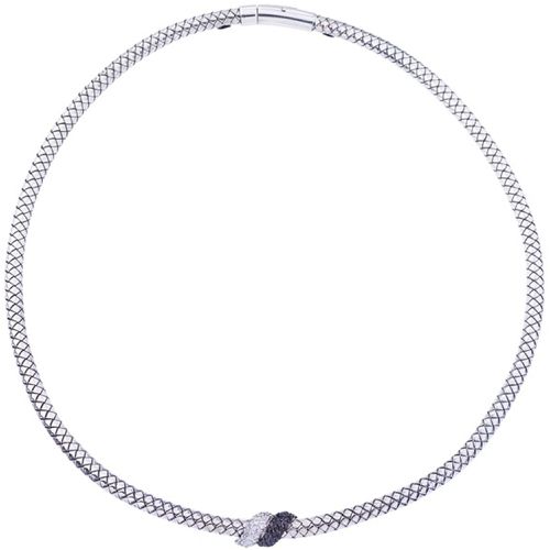 Italy Women's Necklace - Traversa White and Black Diamond Silver Metal / VHN 1143 DBW - Alisa - Modalova