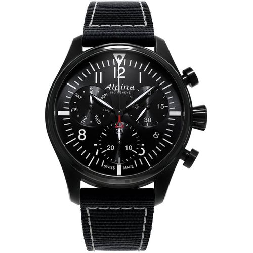 Men's Chrono Watch - Startimer Pilot Black Dial Nylon Strap / AL-371BB4FBS6 - Alpina - Modalova