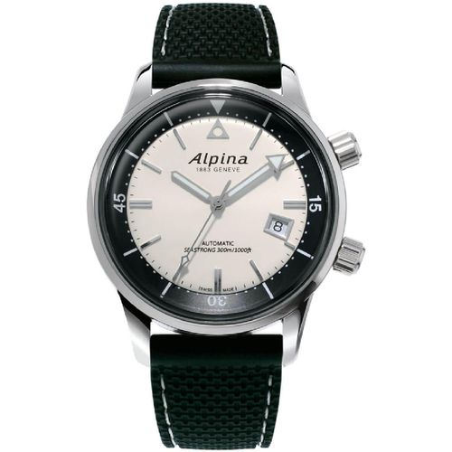 Men's Automatic Watch - Seastrong Diver Heritage Black Rubber Strap / AL-525S4H6 - Alpina - Modalova