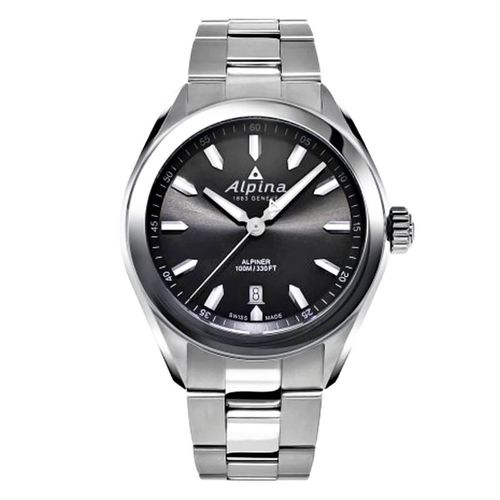 Men's Steel Bracelet Watch - Alpiner Quartz Black Dial Date / AL-240GS4E6B - Alpina - Modalova