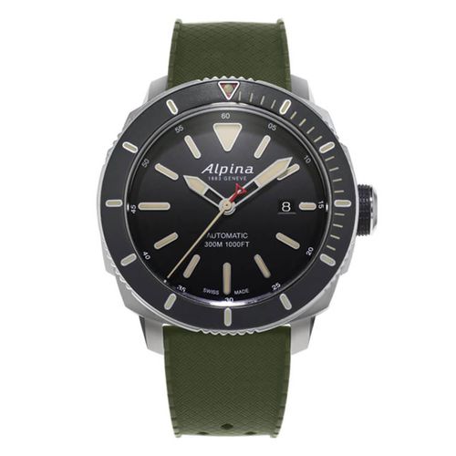 Men's Strap Watch - Seastrong Diver 300 Automatic Green Rubber / AL-525LGG4V6 - Alpina - Modalova