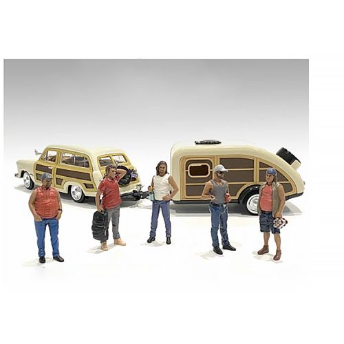 Figure Set - Campers Poly-Resin for 1/18 Scale Models, 5 piece - American Diorama - Modalova