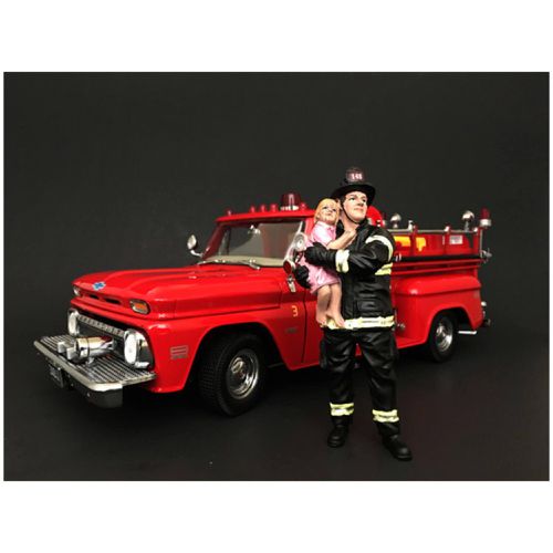 Figurine - Firefighter Saving Life with Baby For 1:18 Models, 4 inch - American Diorama - Modalova