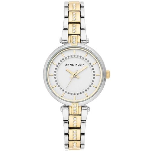 Women's Quartz Watch - White Dial Two Tone Bracelet Crystal / 3115SVTT - Anne Klein - Modalova