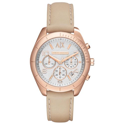 AX5504 Women's Chronograph Quartz Leather Strap Silver Dial Watch - Armani Exchange - Modalova