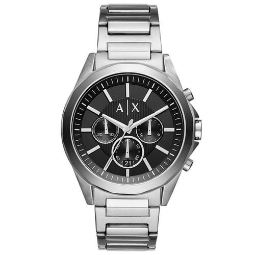 Men's Chronograph Watch - Black Dial Silver Tone Bracelet / AX2600 - Armani Exchange - Modalova