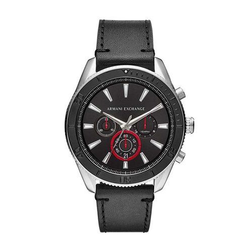 Men's Chronograph Watch - Black Leather Strap Black Dial / AX1817 - Armani Exchange - Modalova