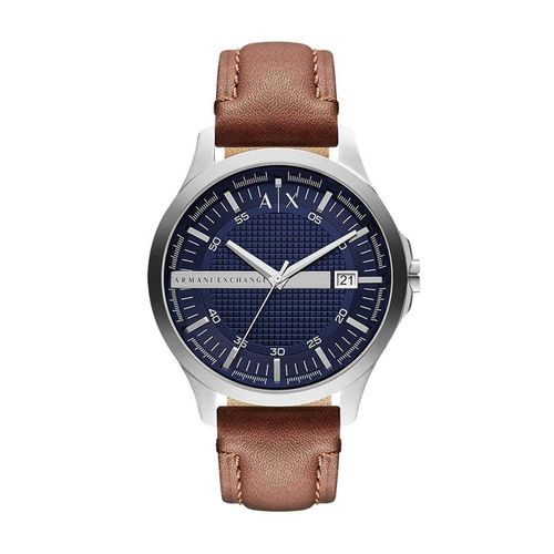 Men's Strap Watch - Hampton Navy Blue Dial Brown Leather / AX2133 - Armani Exchange - Modalova
