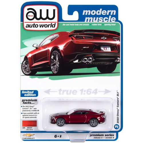 Auto World 1/64 Diecast Car - 2022 Chevrolet Camaro ZL1 Wild Cherry Red Metallic - Autoworld - Modalova