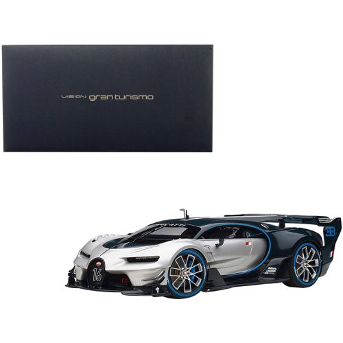Model Car - Bugatti Vision Gran Turismo 16 Argent Silver and Blue - Autoart - Modalova