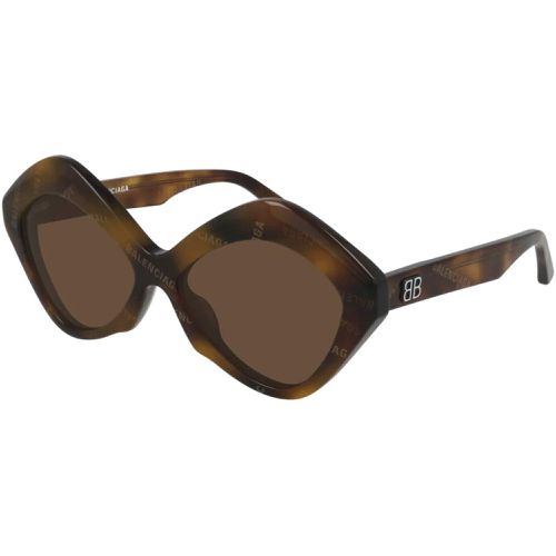 Women's Sunglasses - Havana Geometric Shape Frame / BB0125S 002 - Balenciaga - Modalova