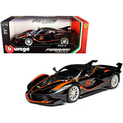 Diecast Model Car - Ferrari FXX-K #5 Fu Songyang Black with Grey Top - Bburago - Modalova