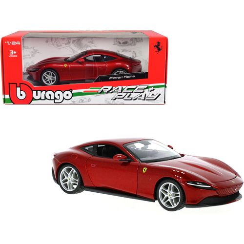 Diecast Model Car - Ferrari Roma Red Metallic Race + Play Series - Bburago - Modalova