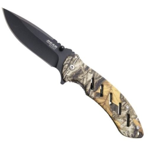Folding Knife - Brisk Bear Edge Pattern Steel Blade Frame Lock / 61514 - Bear & Son - Modalova