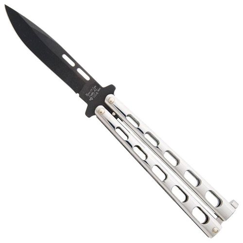 Knife - Stainless Steel Handle Drop Point Blade Butterfly, 5 inch / BSSS15 - Bear & Son - Modalova