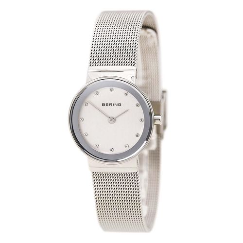 Women's Classic Swarovski Crystal White Dial Steel Mesh Bracelet Watch - Bering - Modalova