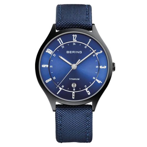 Titanium Men's Blue Dial Nylon Strap Watch - Bering - Modalova