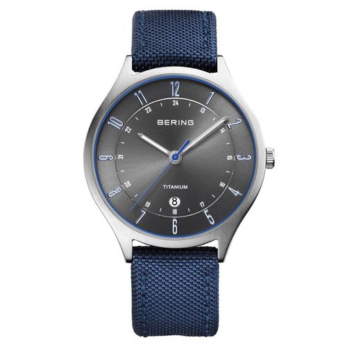 Titanium Men's Grey Dial Nylon Strap Watch - Bering - Modalova
