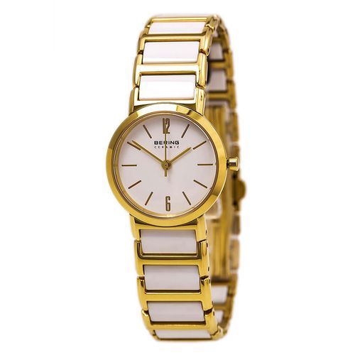 Women's Ceramic Yellow Gold Steel & White Ceramic Bracelet Watch - Bering - Modalova