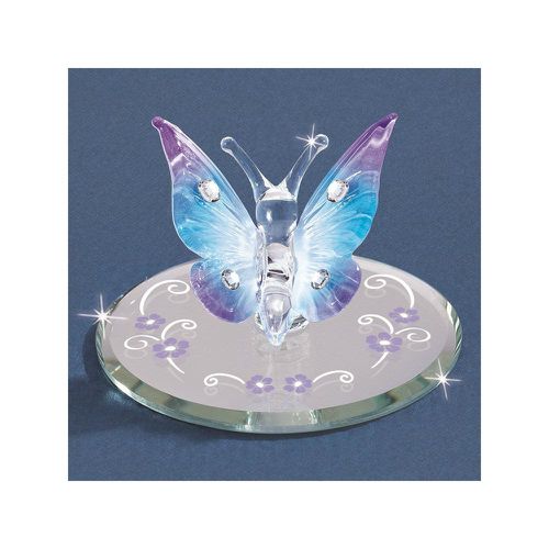 Blue Butterfly w/Crystals Glass Figurine - Jewelry - Modalova