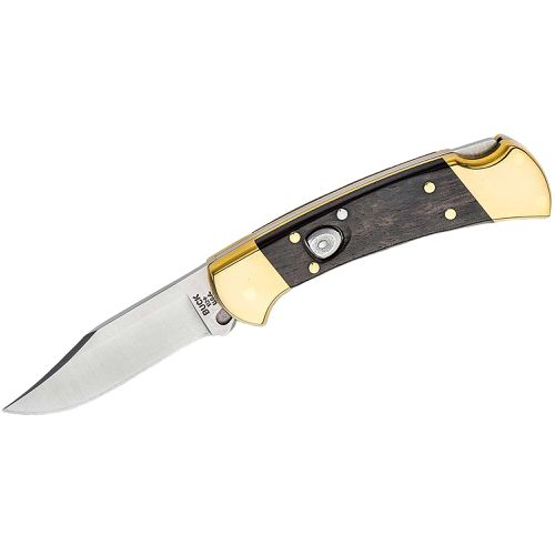 Knife - Ebony Wood Handle Plain Stainless Steel Blade Automatic / BU0112BRSA - Buck - Modalova