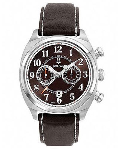 B161 Men's Adventurer Brown Dial Chronograph Leather Strap Watch - Bulova - Modalova