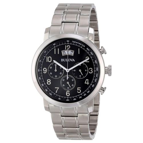 B202 Men's Black Dial Stainless Steel Bracelet Chronograph Watch - Bulova - Modalova