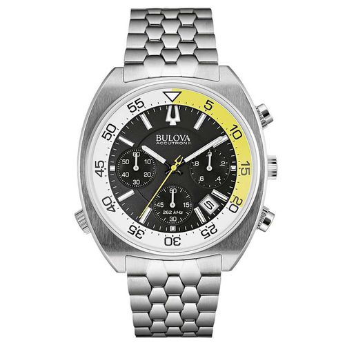 B237 Men's Accutron II Chronograph Black Dial Steel Bracelet Snorkel Dive Watch - Bulova - Modalova