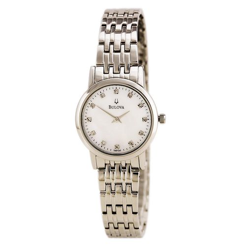 P135 Women's Stainless Steel White Mother of Pearl Dial Diamond Watch - Bulova - Modalova