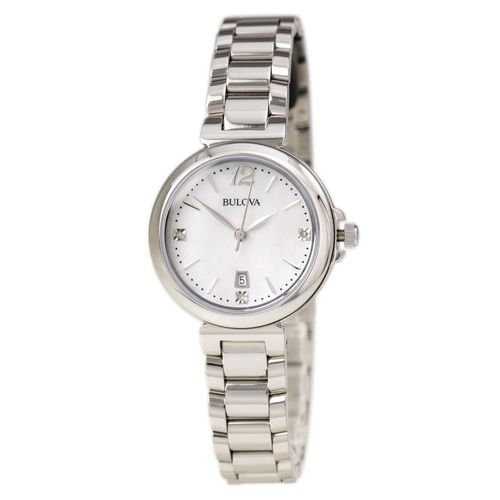 P149 Women's Diamond Gallery White MOP Dial Steel Bracelet Watch - Bulova - Modalova