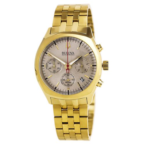 B150 Men's Accutron II Silver Dial Yellow Gold Steel Bracelet Chronograph Watch - Bulova - Modalova