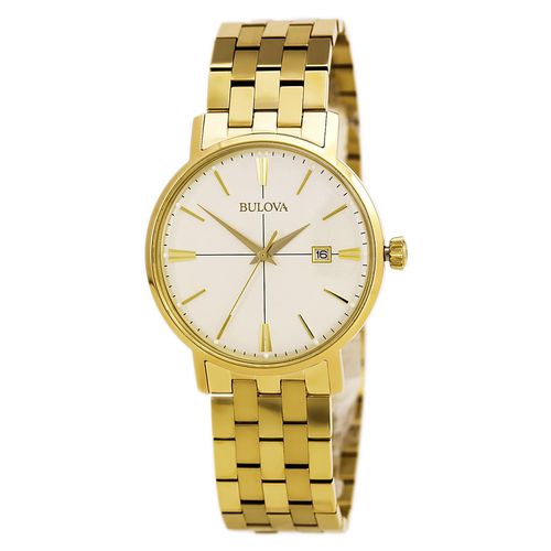 B152 Men's Classic White Dial Yellow Gold Plated Steel Bracelet Watch - Bulova - Modalova