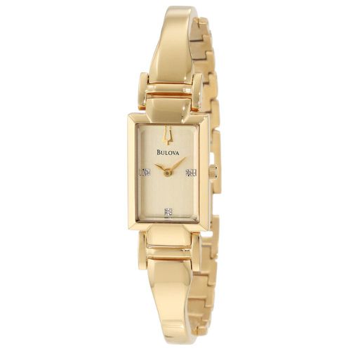 P104 Women's Diamond Accented Gold Dial Yellow Gold Steel Bangle Bracelet Watch - Bulova - Modalova