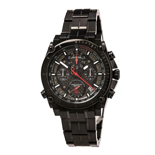 B257 Men's Precisionist Black Carbon Fiber Dial Black IP Steel Bracelet Chrono Dive Watch - Bulova - Modalova