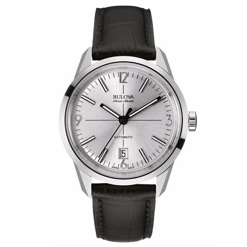 Bulova Accu-Swiss Men's Automatic Watch - Murren Leather Strap Silver Dial / 63B176 - Accutron - Modalova