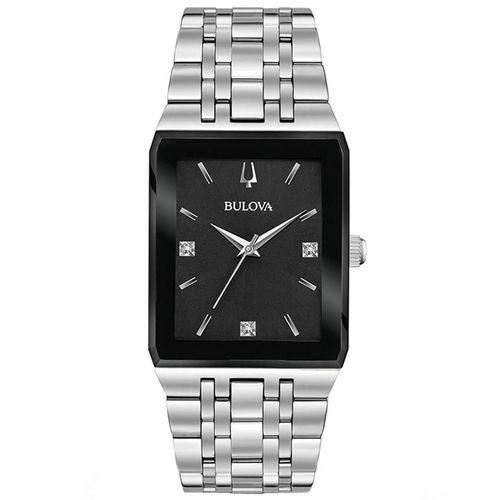 Men's Bracelet Watch - Futuro Black Dial Stainless Steel Diamond / 96D145 - Bulova - Modalova