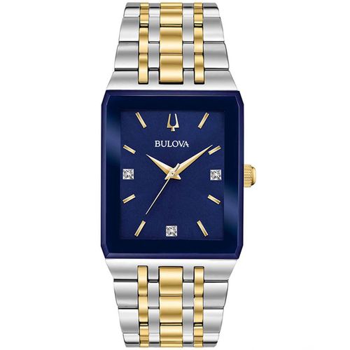 Men's Bracelet Watch - Futuro Quartz Blue Dial Two Tone Steel Diamond / 98D154 - Bulova - Modalova