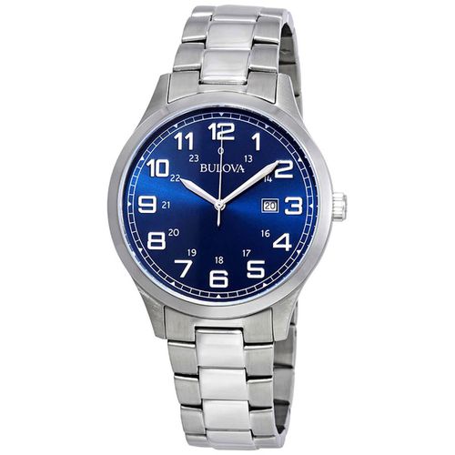 Men's Quartz Watch - Dress Blue Dial Stainless Steel Bracelet / 96B273 - Bulova - Modalova