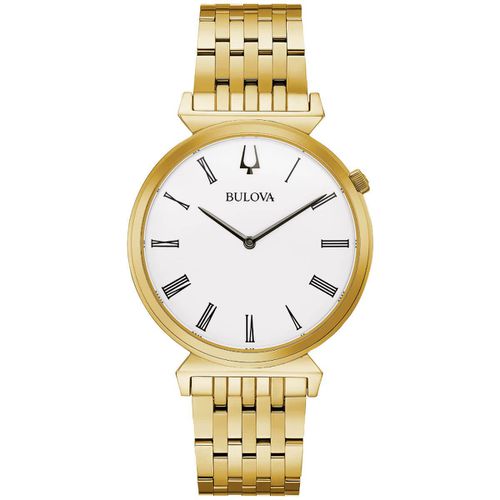 Men's Quartz Watch - Regatta White Dial Yellow Gold Bracelet / 97A153 - Bulova - Modalova