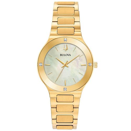 Women's Bracelet Watch - Futuro MOP Dial Yellow Gold Steel Diamond / 97R102 - Bulova - Modalova