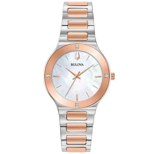 Women's Bracelet Watch - Futuro White Mop Dial Two Tone Steel Diamond / 98R274 - Bulova - Modalova
