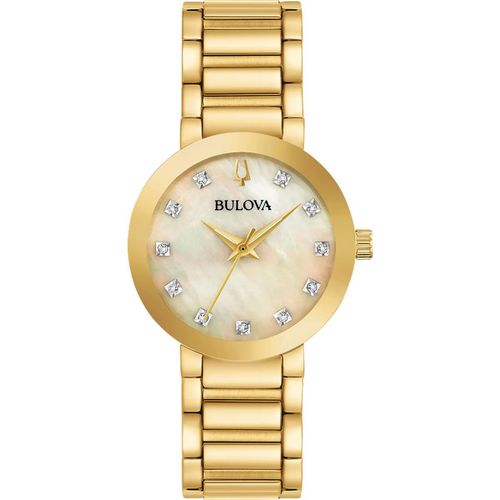 Women's Diamond Watch - Futuro MOP Dial Yellow Gold Bracelet / 97P133 - Bulova - Modalova