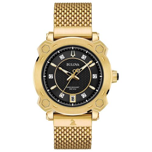 Women's Diamond Watch - Precisionist Black Dial Mesh Bracelet / 97P124 - Bulova - Modalova