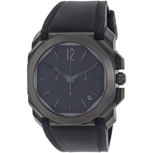 Men's Chronograph Watch - Octo L'Originale Automatic Grey Dial Strap / 103027 - BVLGARI - Modalova