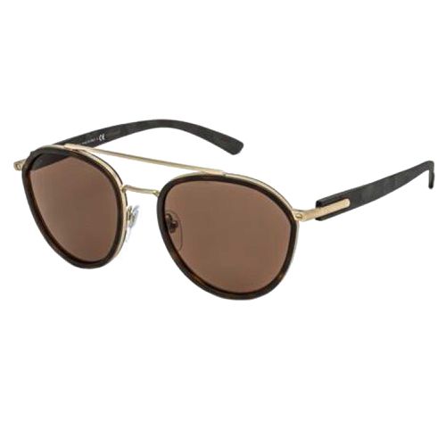 Men's Sunglasses - Matte Pale Gold/Matte Havana Full Rim Metal / BV5051 205273 - BVLGARI - Modalova
