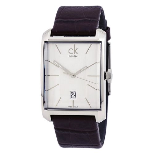 K2M21126 Men's Window Silver Dial Brown Strap Watch - Calvin Klein - Modalova