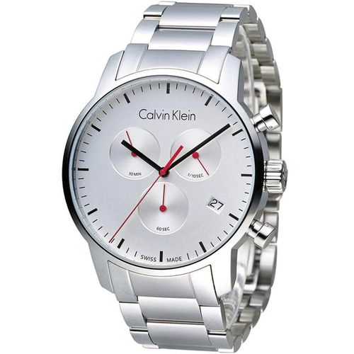 Men's Chronograph Watch - City Silver Dial Silver Bracelet / K2G271Z6 - Calvin Klein - Modalova