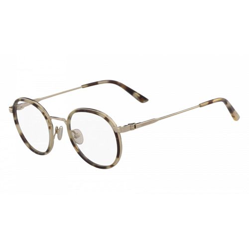 Unisex Eyeglasses - Khaki Tortoise Round Frame Demo Lens / CK18107 244 - Calvin Klein - Modalova