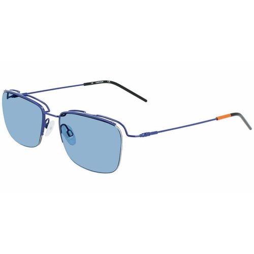 Unisex Sunglasses - Blue Solid Lens Azure Metal Frame / CK21122S 407 - Calvin Klein - Modalova