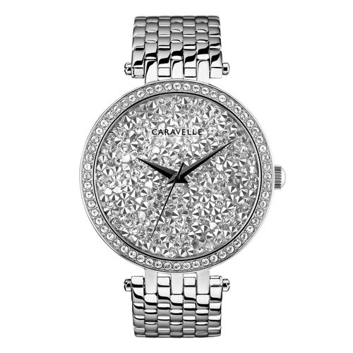 L206 Women's Crystal Silver Rock Crystal Dial Stainless Steel Watch - Caravelle - Modalova